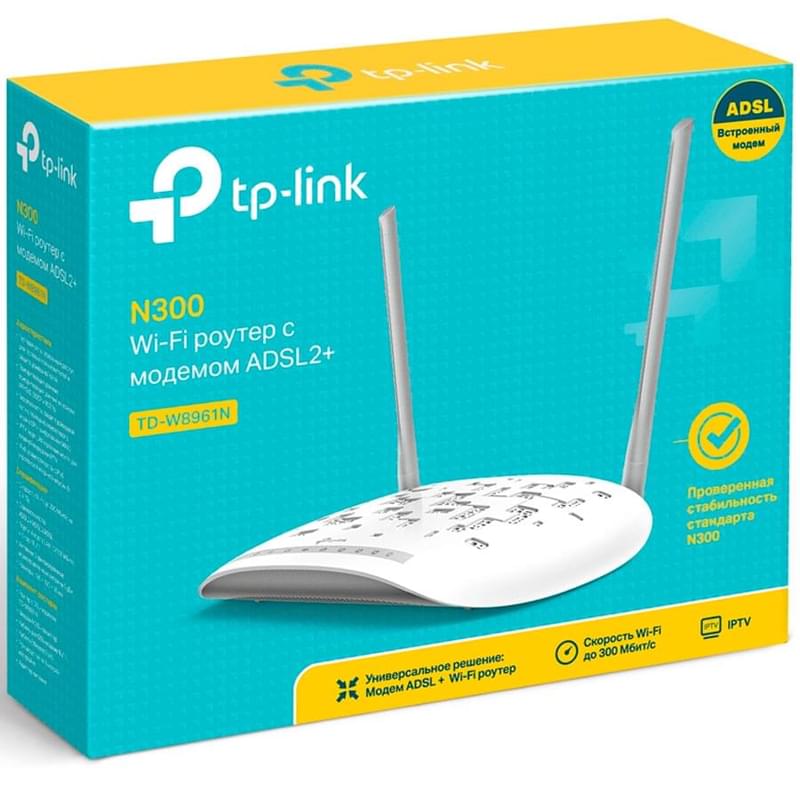 Беспроводной ADSL Модем, TP-Link TD-W8961N, 4 порта + Wi-Fi, 300 Mbps (TD-W8961N) - фото #3, Technodom.kz